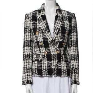 L'AGENCE Black and White Checkered Blazer